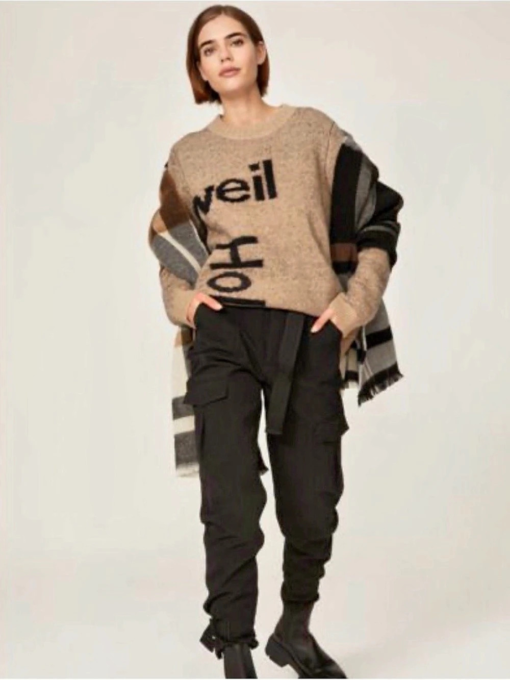 Holzweiler $240, Valldal Intarsia Logo Knit Sweater in Lambswool, Size Large